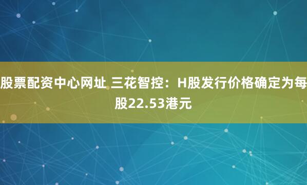 股票配资中心网址 三花智控：H股发行价格确定为每股22.53港元